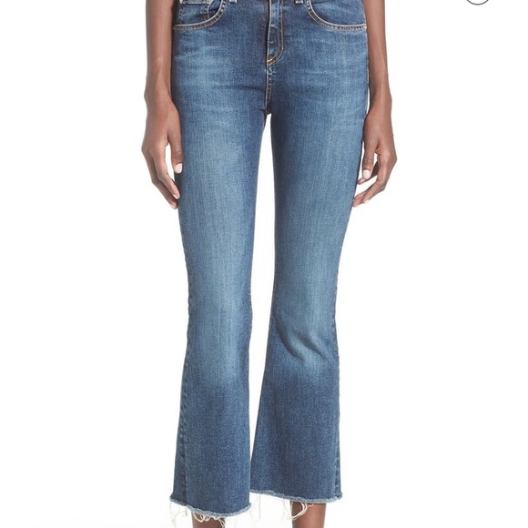 Rag & Bone High Rise Raw Edge Crop Flare Jeans - Picture 2 of 7
